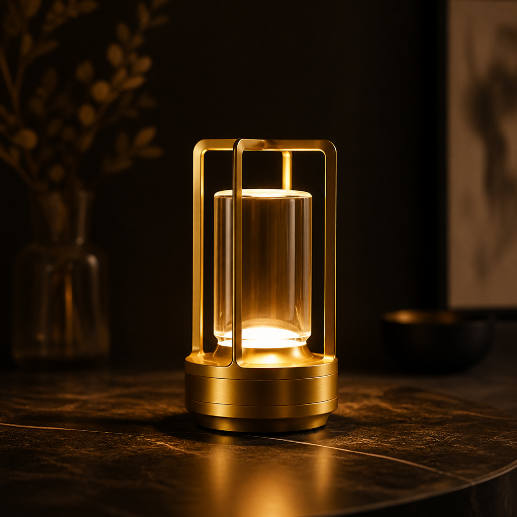 Table Lamp | Touch Sensor LED Color-Changing | Acrylic & Aluminum, USB Rechargeable Night Light