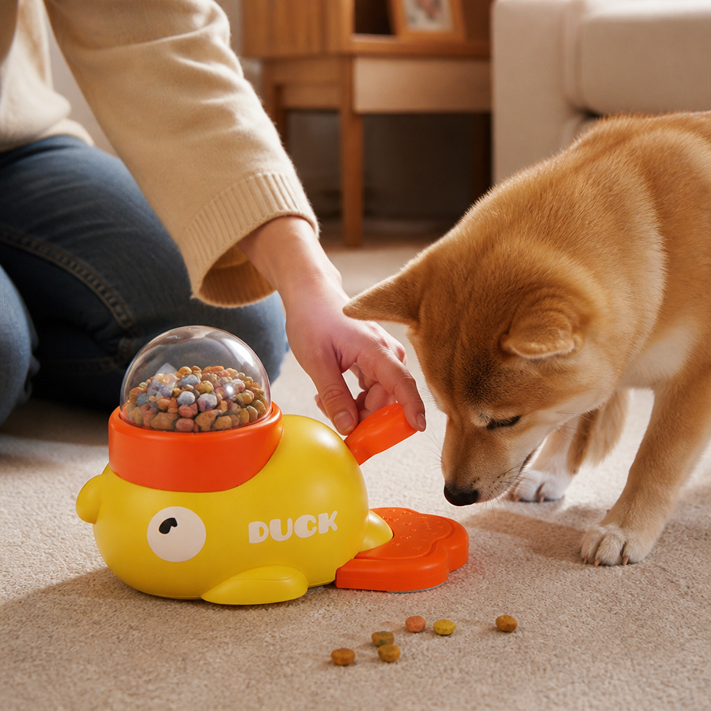 Slow-Feeding Interactive Dog Treat Dispenser (Duck-Shaped)