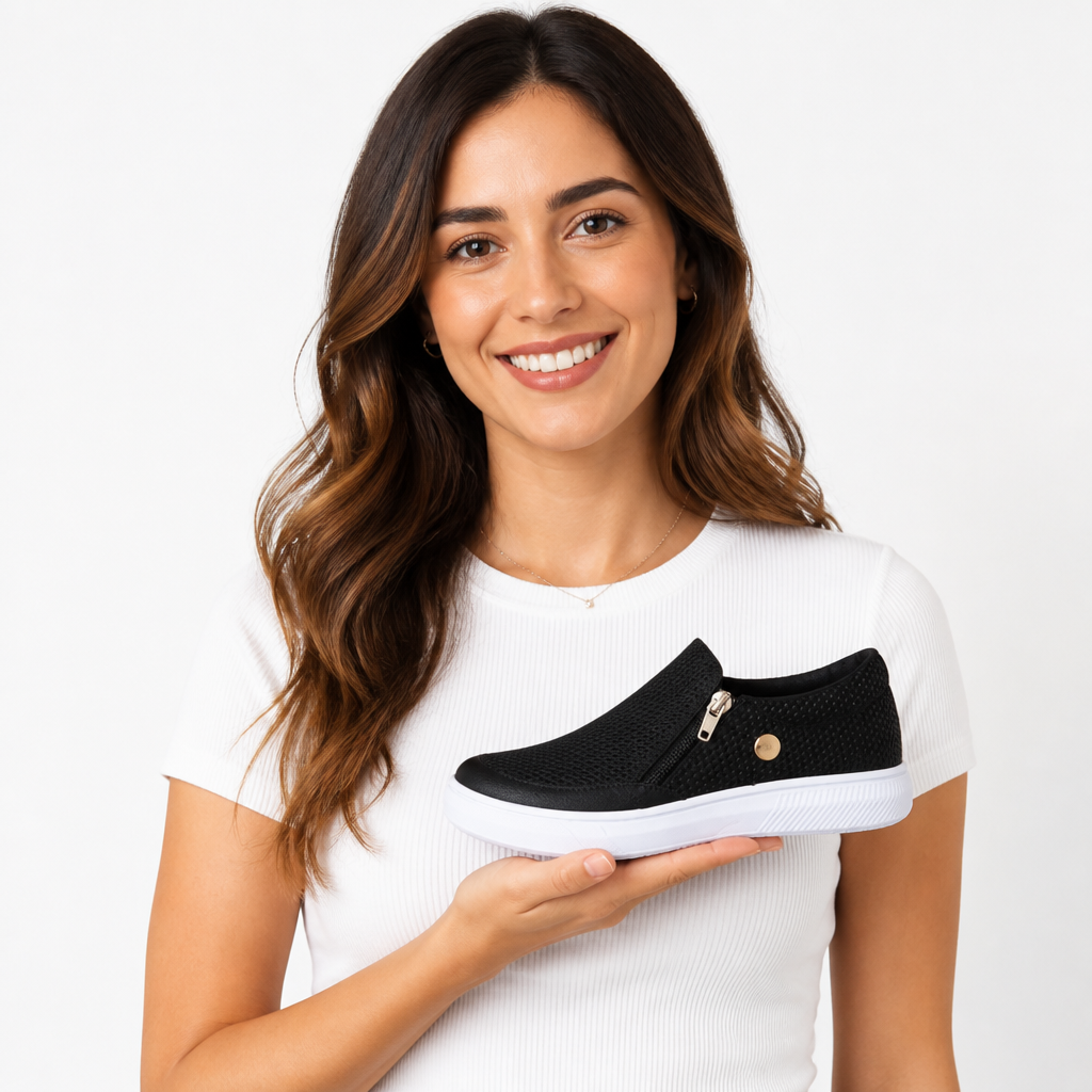 Women's Orthopedic Slip-On Sneakers | Lace-Free Elastic Panel | Non-Slip Rubber Sole, Orthotic Support | Casual Walking Shoes