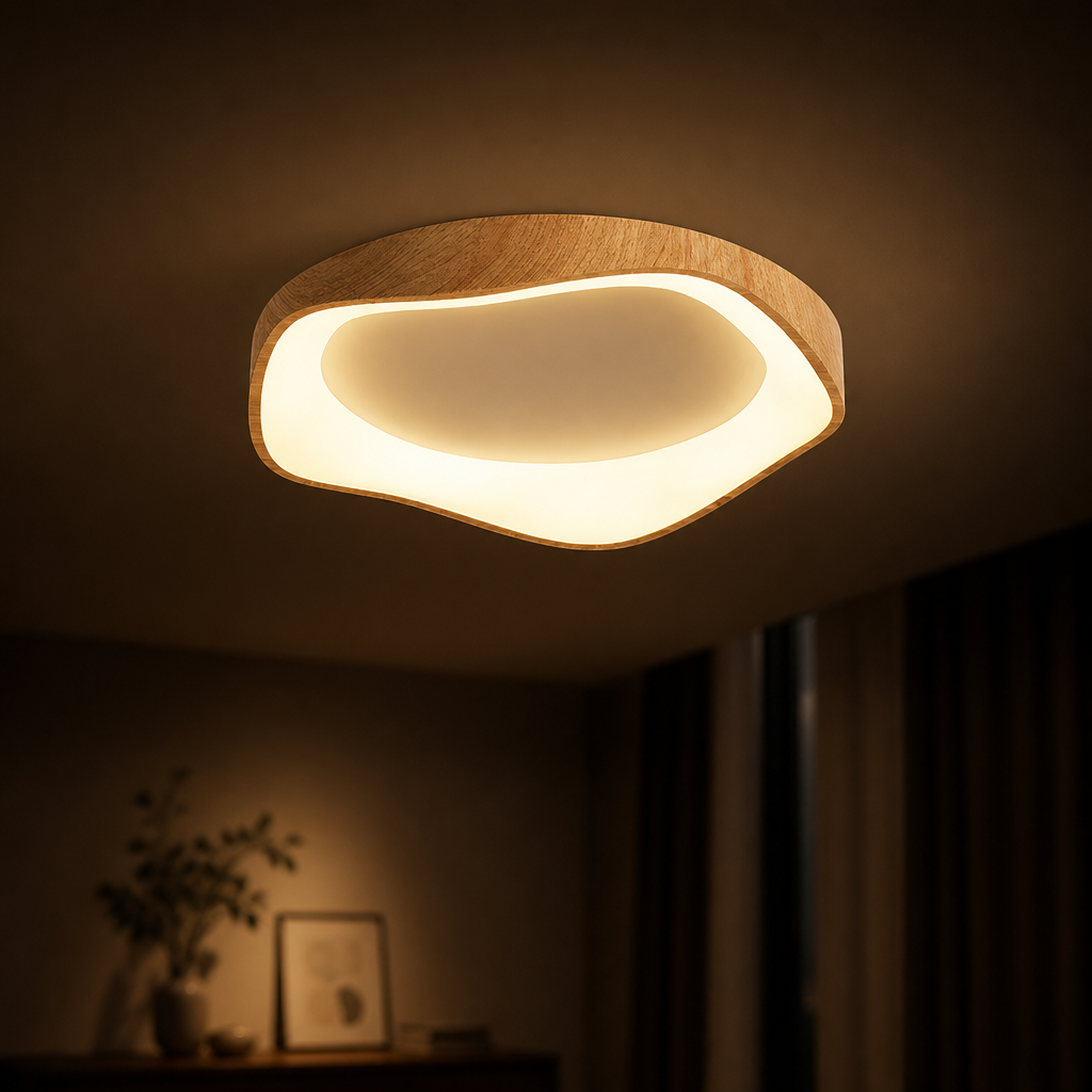 LED Ceiling Light | Modern Wood Grain Design | Dimmable & Tricolor | Bedroom Living Dining