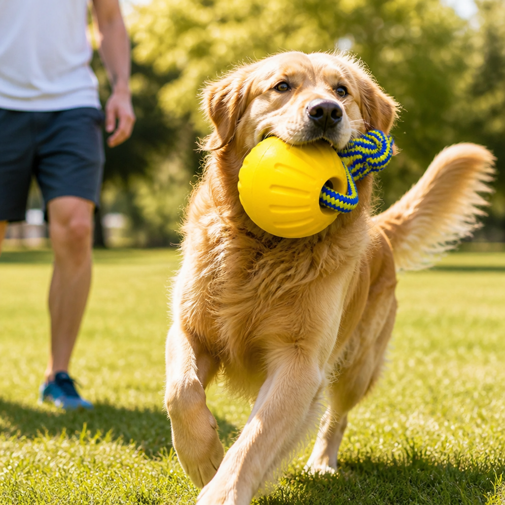 Durable Solid-Core Dental-Cleaning Dog Ball Toy