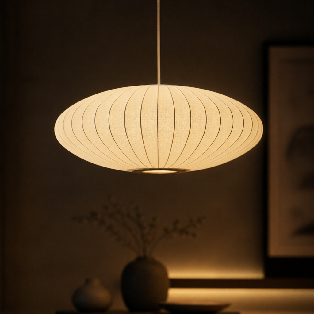 Pendant Light | Modern Wabi-Sabi Silk Shade | E27 Socket & Dimmable Compatible | Adjustable Height