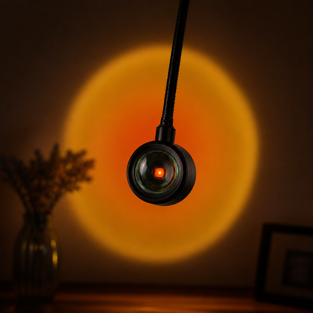Sunset Projection Lamp | Multi-Angle Rotating Design | USB Powered & Portable Ambient Lighting