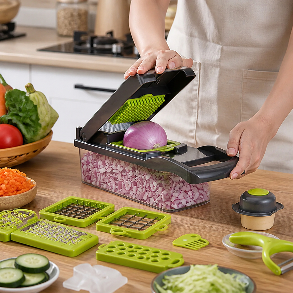 Durable ABS Multi-Function Vegetable Chopper (Includes Container)