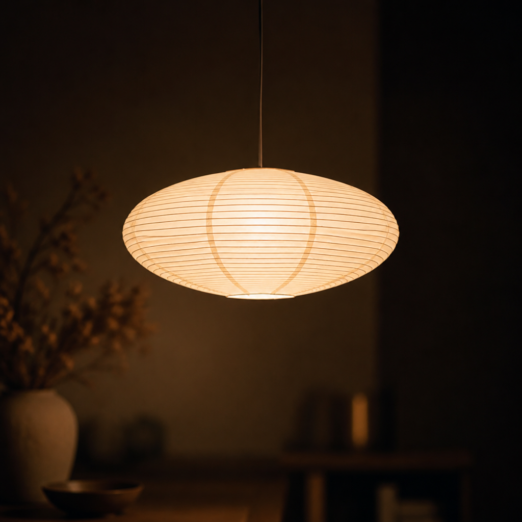 Ceiling Lamp | Cotton Paper Shade | Height-Adjustable Metal Suspension