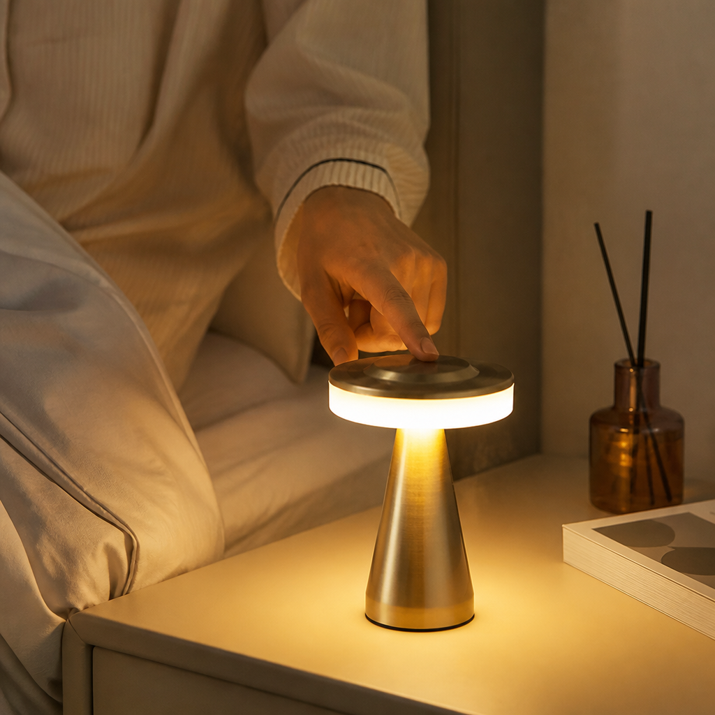 Mushroom LED Table Lamp | Touch Sensor & Color-Adjustable | USB Rechargeable Bedside Light