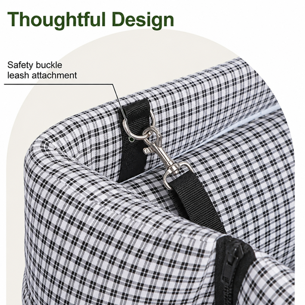 DogBedHouse Padded Polyester & Chew-Resistant Dog Car Seat (Adjustable Straps)