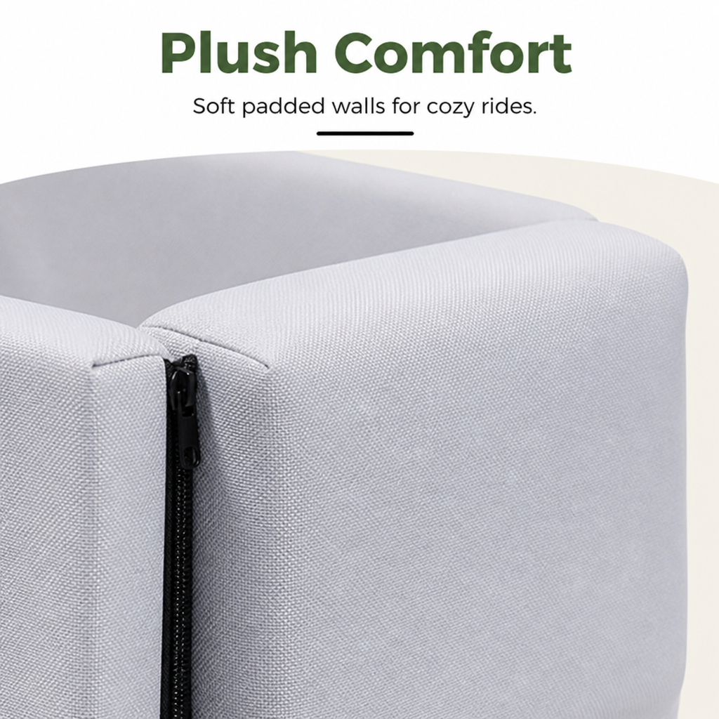DogBedHouse Double-Belt Safety & Padded Car Booster Seat (Armrest Console)