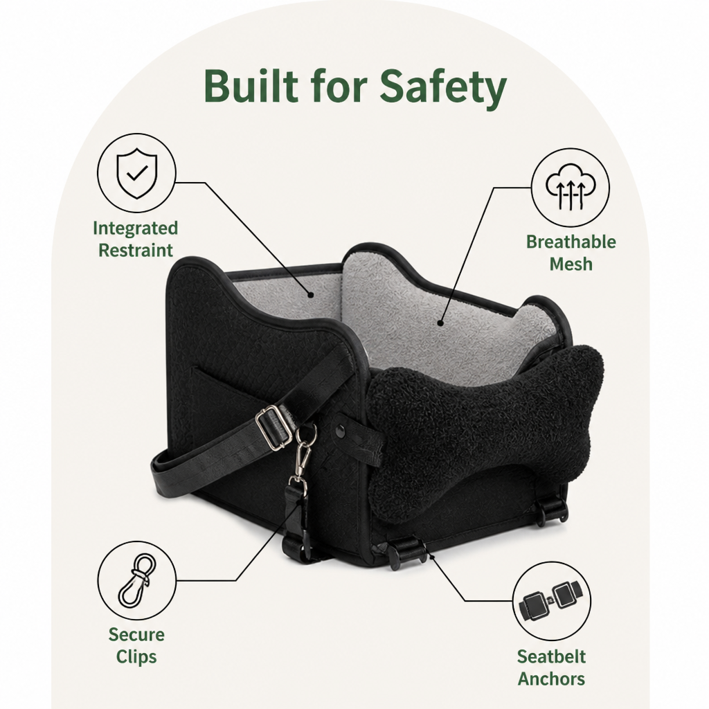 DogBedHouse Breathable Mesh & Safety Harness Dog Car Seat