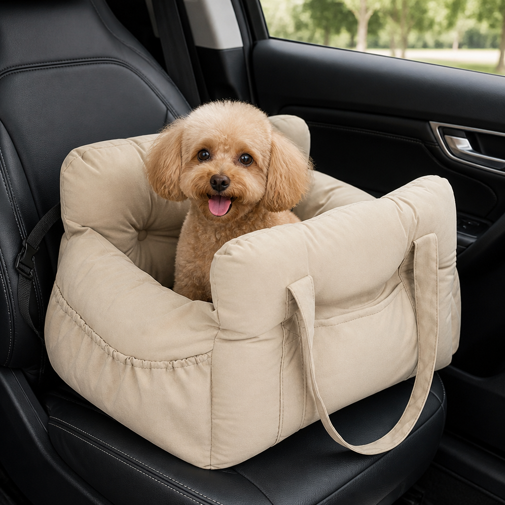 DogBedHouse Non-Slip & Washable Booster Dog Car Seat (Adjustable Safety Straps)