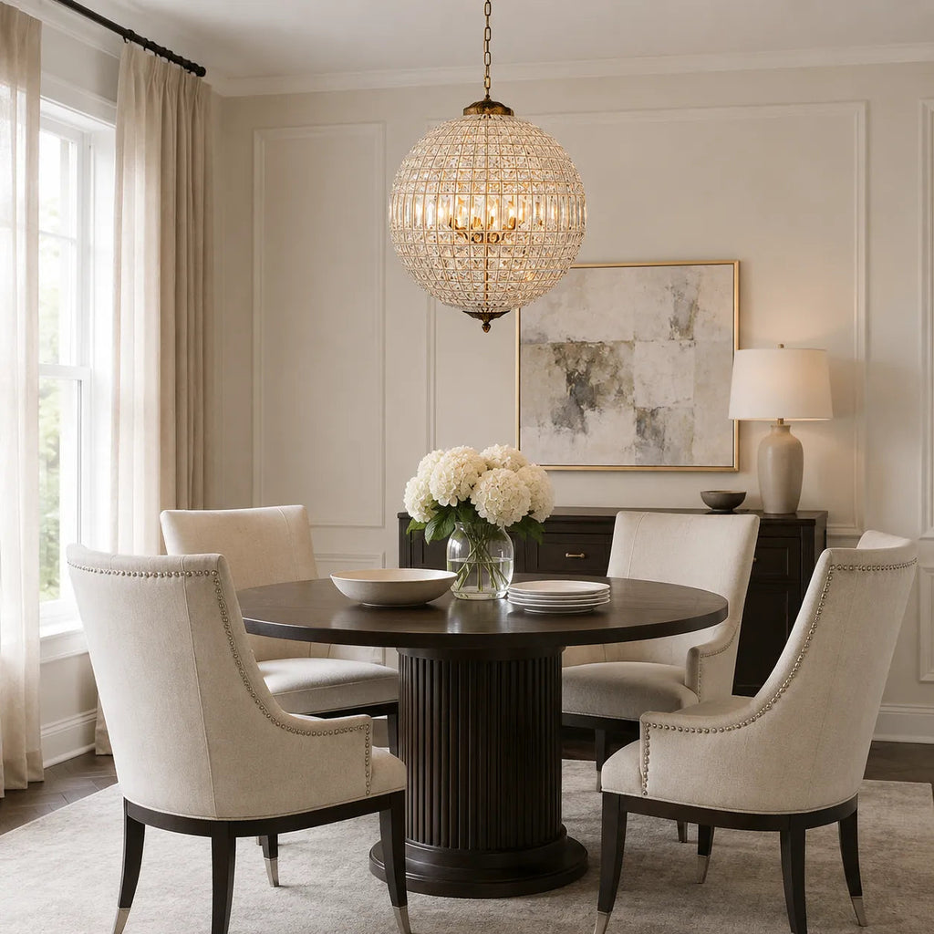 Vera Vintage Antiqued Globe Crystal Chandelier Light