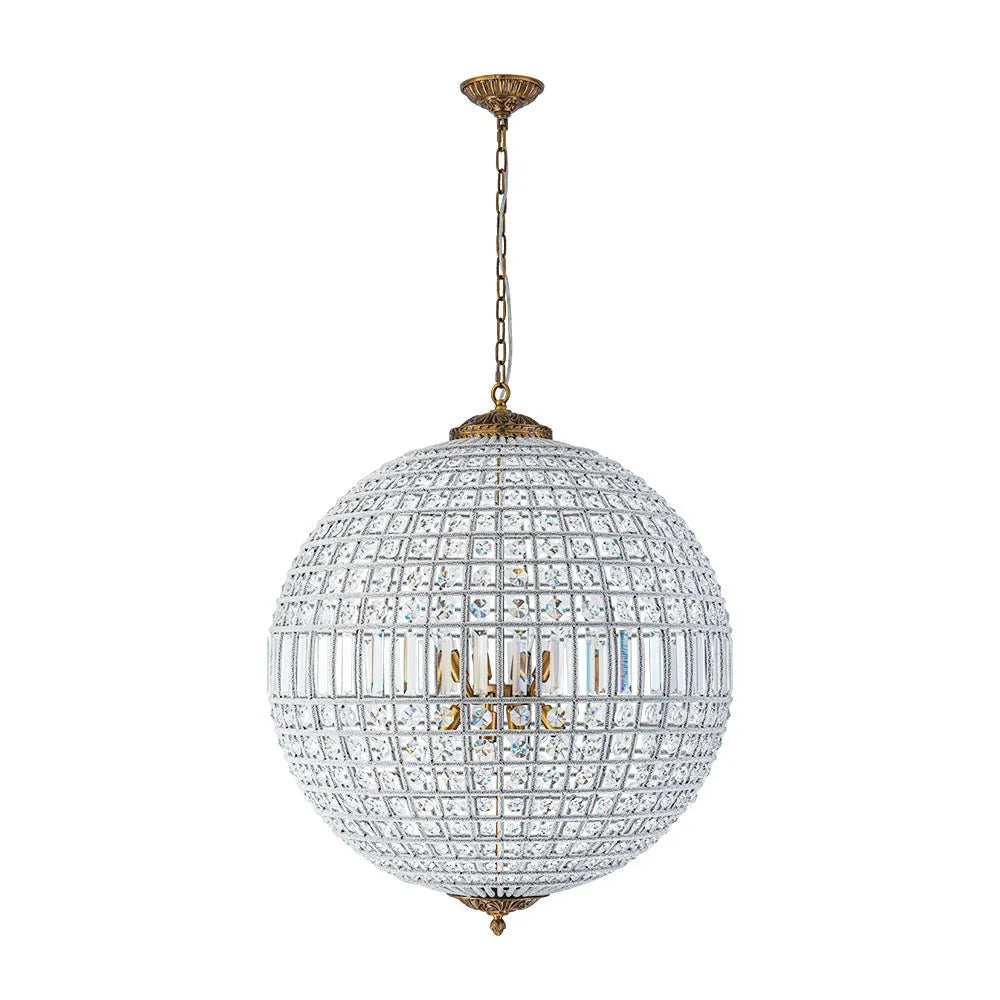 Vera Vintage Antiqued Globe Crystal Chandelier Light