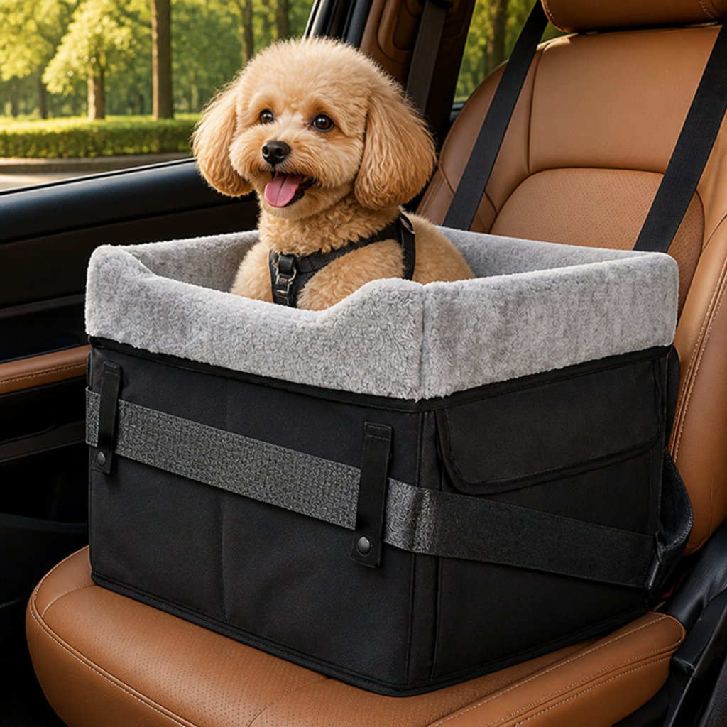 DogBedHouse Washable Foldable Elevated Booster Dog Car Seat (With Storage Bag)