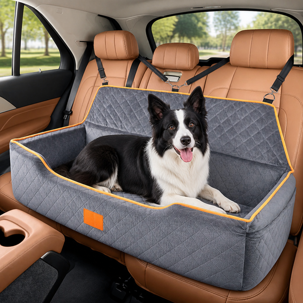 DogBedHouse Thick Padded & Washable Booster Dog Car Seat (Detachable Cover)