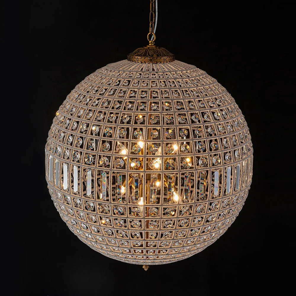 Vera Vintage Antiqued Globe Crystal Chandelier Light