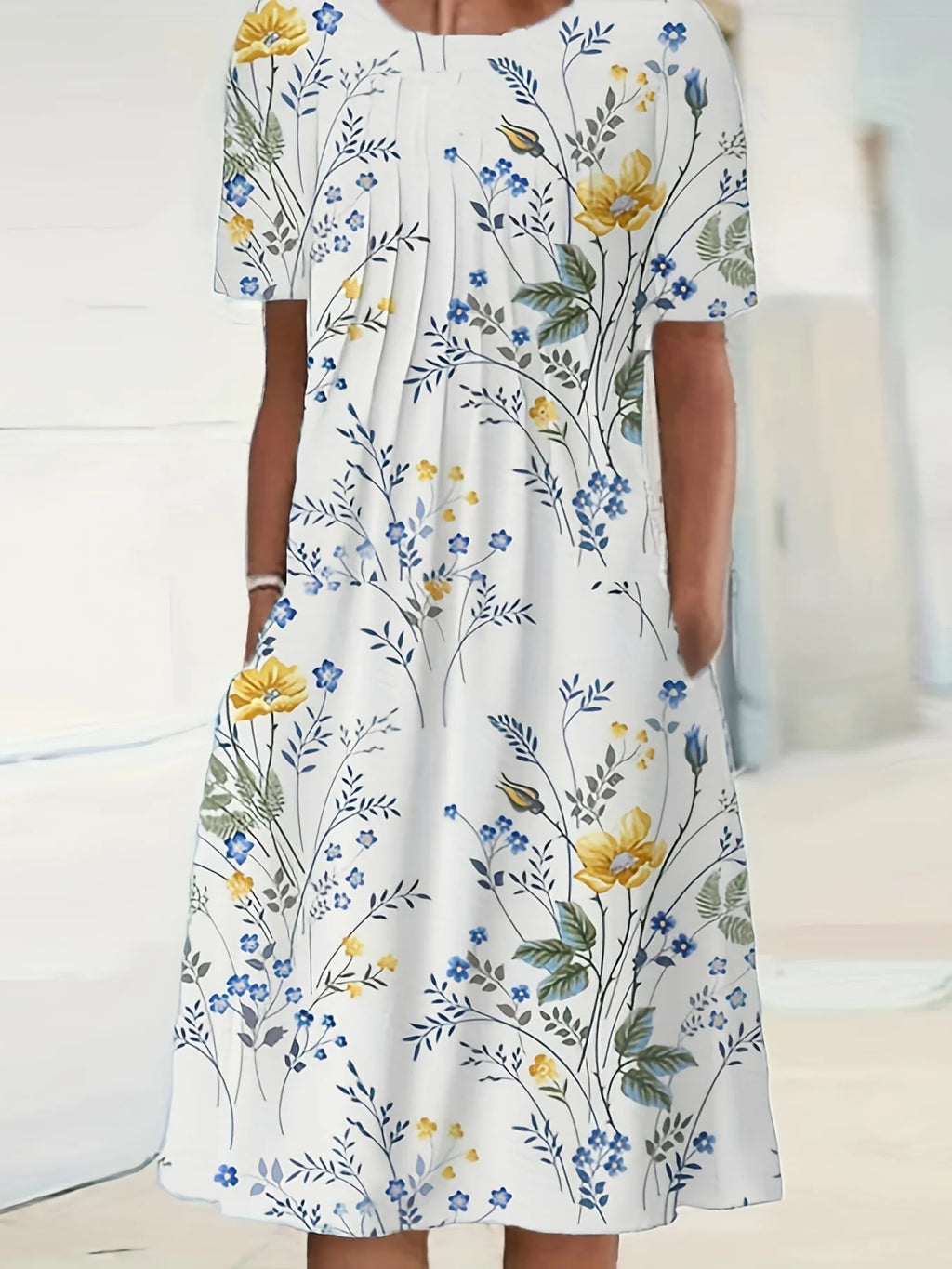 Elegant Women's Short-Sleeved round Neck Dress Printed Large Skirt  Summer 2026 New Collection Fashionable Casual Maxi Dress