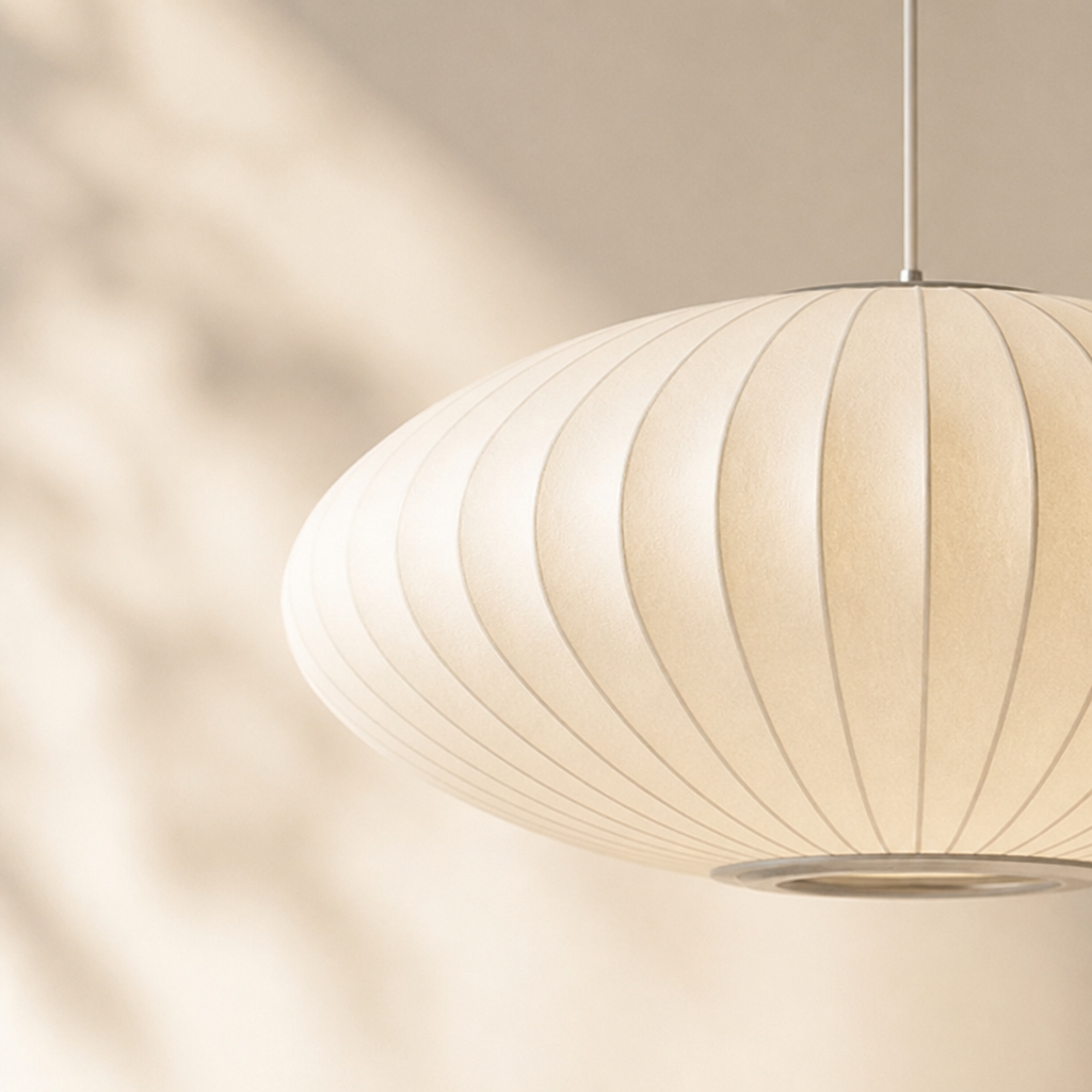 Pendant Light | Modern Wabi-Sabi Silk Shade | E27 Socket & Dimmable Compatible | Adjustable Height
