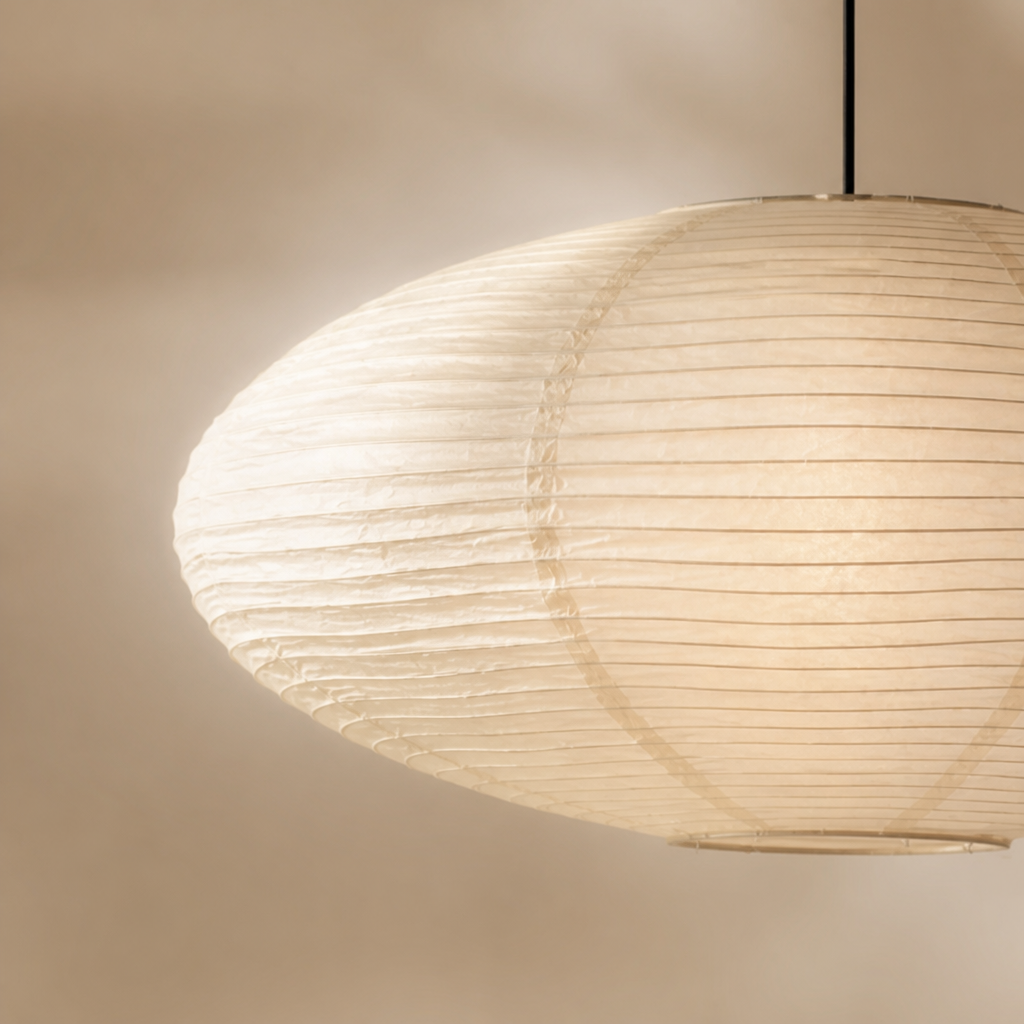 Ceiling Lamp | Cotton Paper Shade | Height-Adjustable Metal Suspension