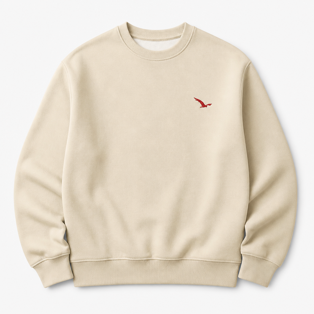 Men's Polyester Crewneck Sweatshirt | Regular Fit | Minimalist Urban, Bird Logo | Casual Streetwear, Winter Layering
