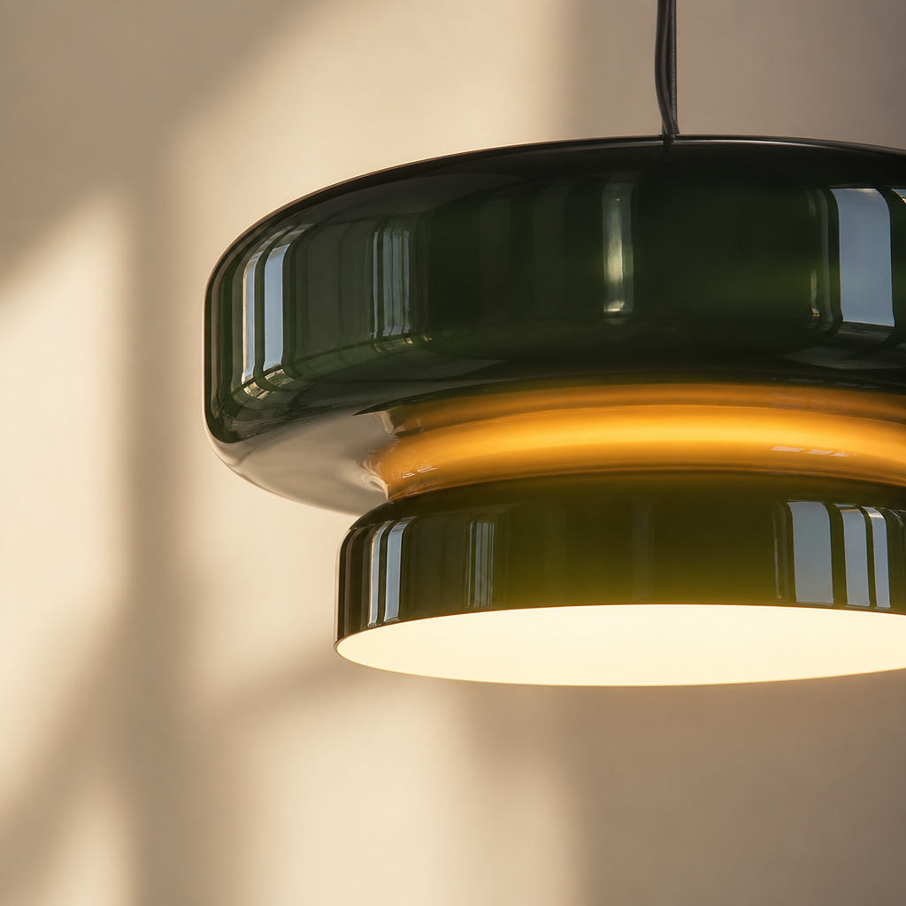 Hängende Pendelleuchte | Moderner Runder LED-Ring | Glasschirm, 36 cm Durchmesser