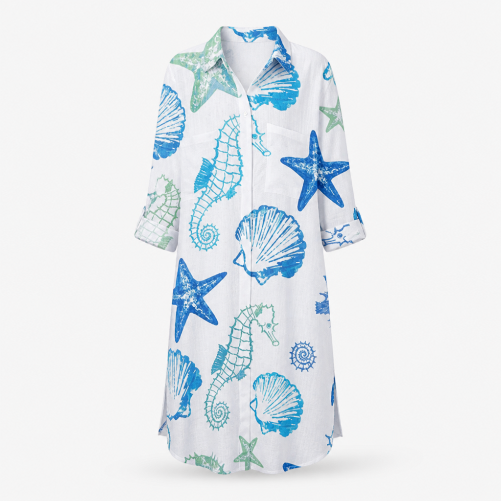 Women's Cotton A-Line Midi Dress | Relaxed Fit | Printed Skirt, Flared Silhouette | Summer Dress, Beach & Garden Party