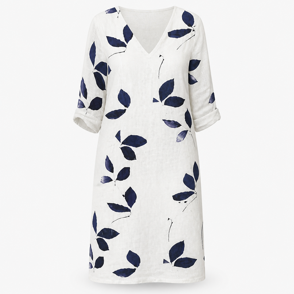 Women's Summer Dress | Polyester | Leaf Print | Flattering Silhouette