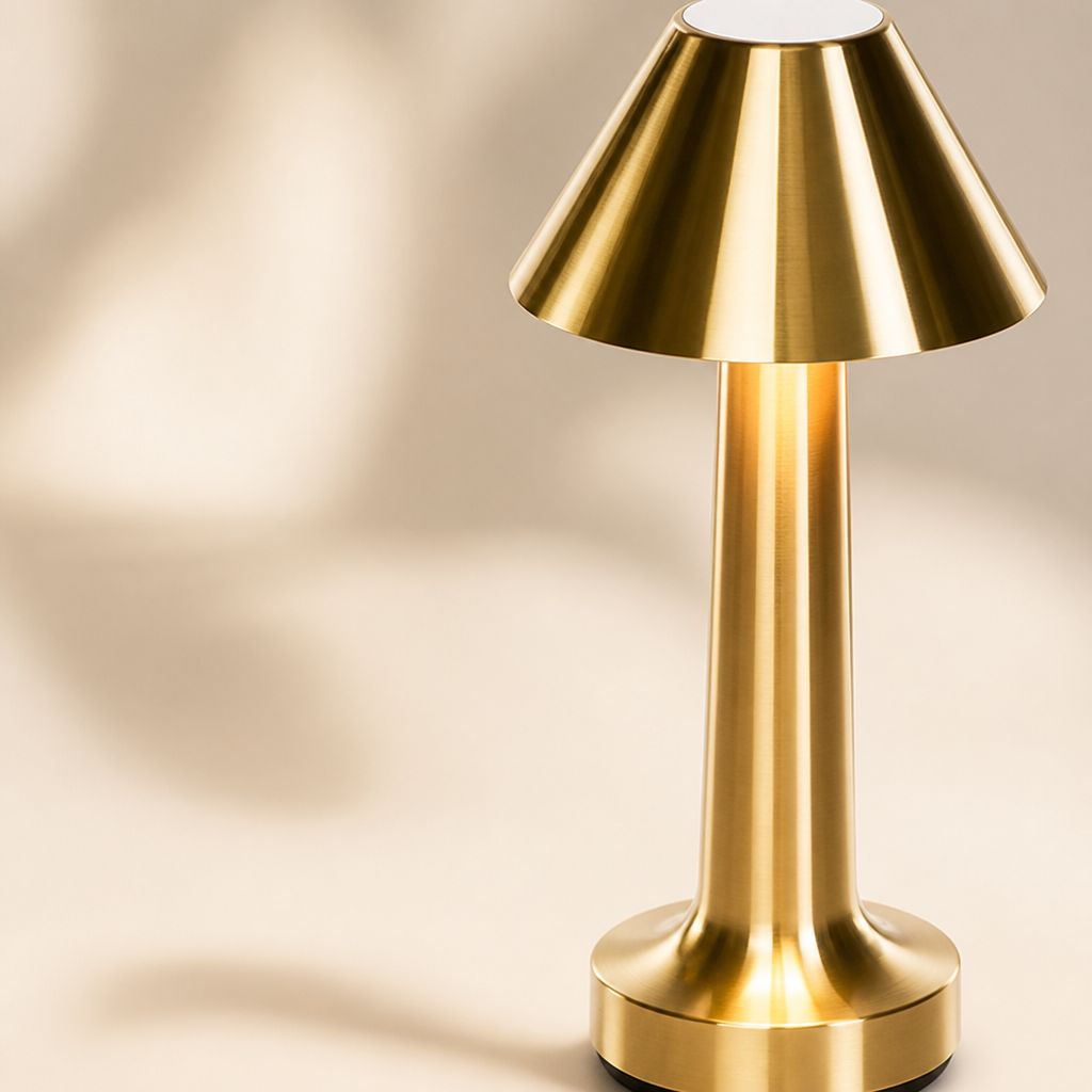 Wireless Table Lamp | Retro Dimmable Design | Metal Rechargeable | Cozy Ambient Lighting