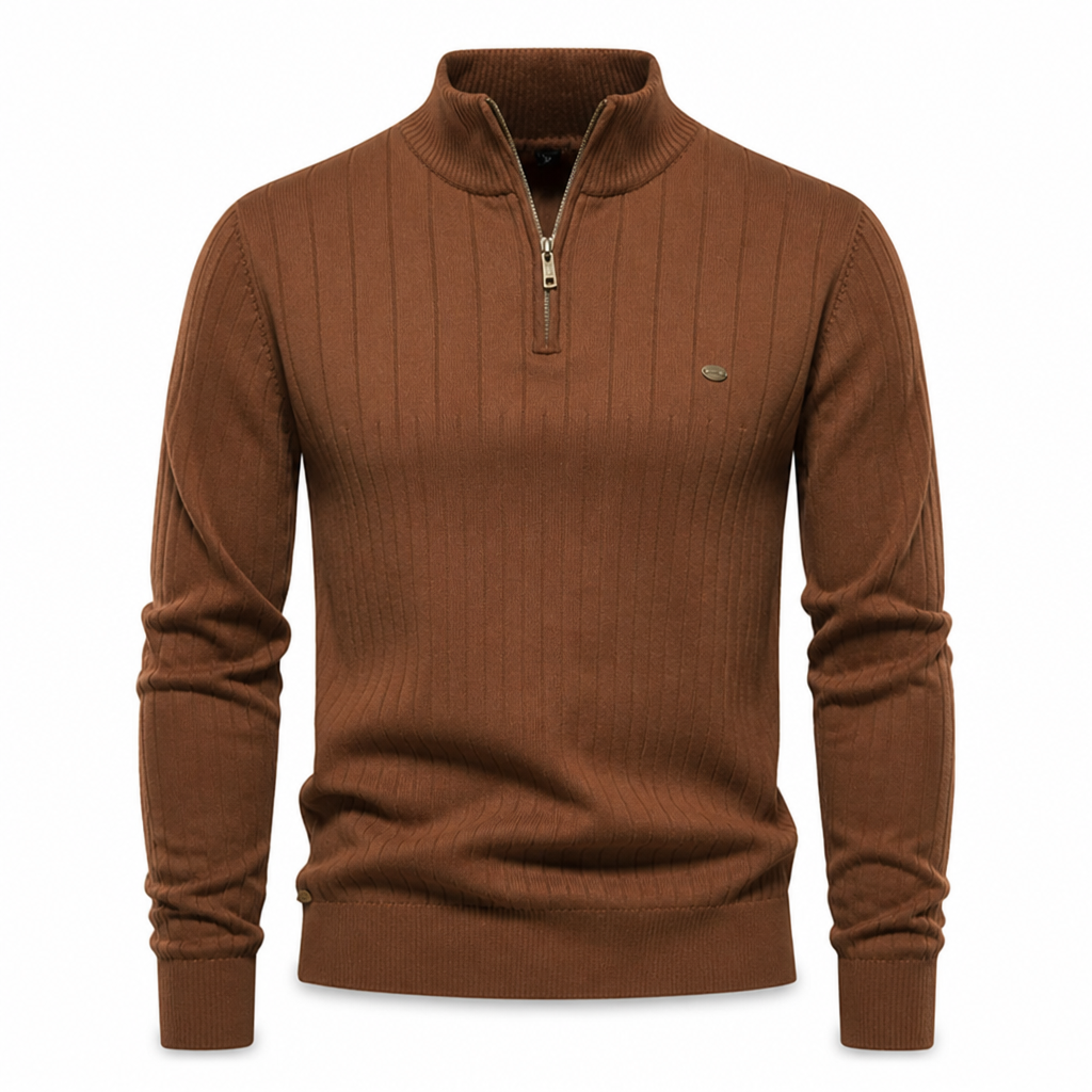 Men's Half-Zip Sweatshirt | Long Sleeve Pullover | Ribbed Cuffs, Ribbed Hem, Zip Placket, Mock Neck | Smart Casual | Everyday Wear