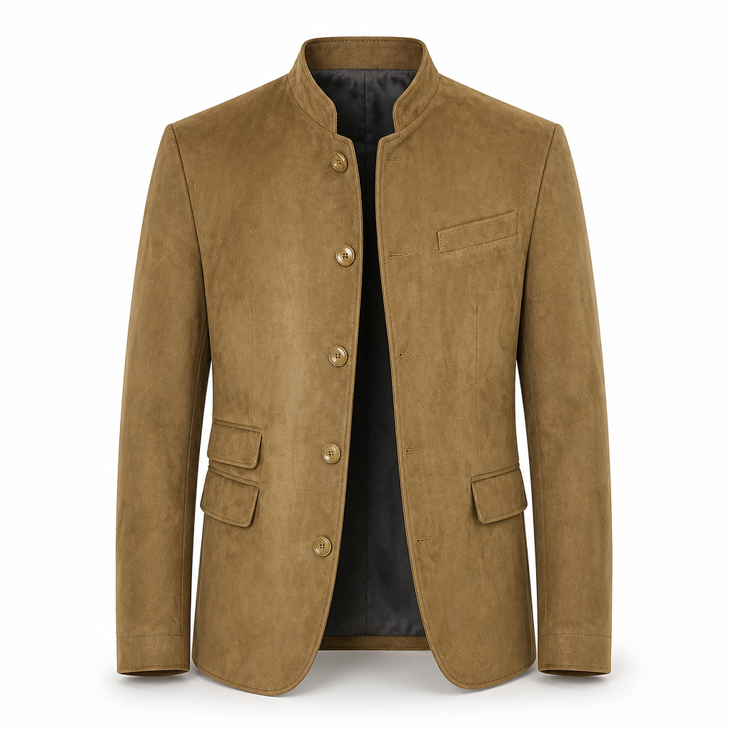 Men's Suede Blazer | Regular Fit | Single-Breasted, Button Closure, Notch Lapel | Smart Casual Business Casual