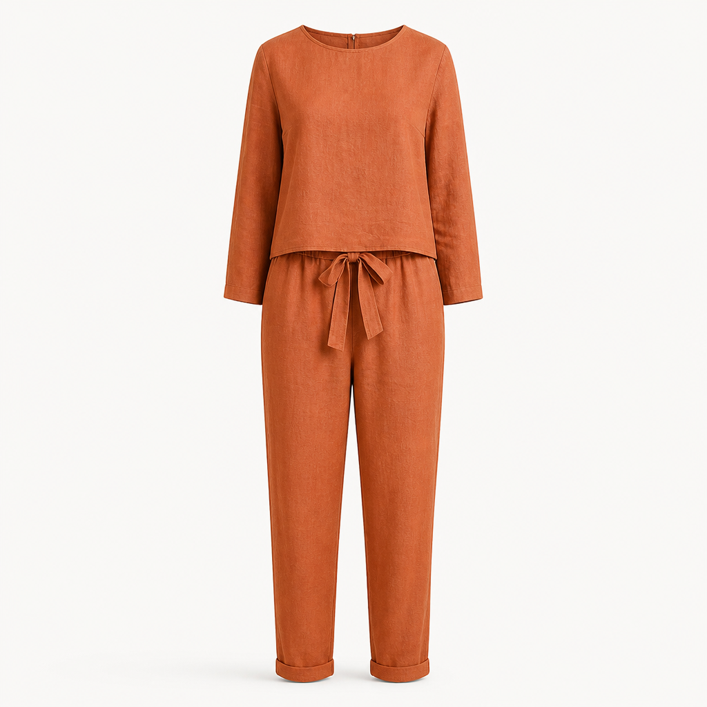 Women's Linen Jumpsuit Set | Relaxed Fit | Eco-Friendly Coordinated Top & Pants | Summer Outfit, Holiday Outfit