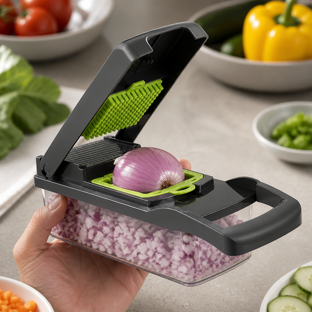 Durable ABS Multi-Function Vegetable Chopper (Includes Container)