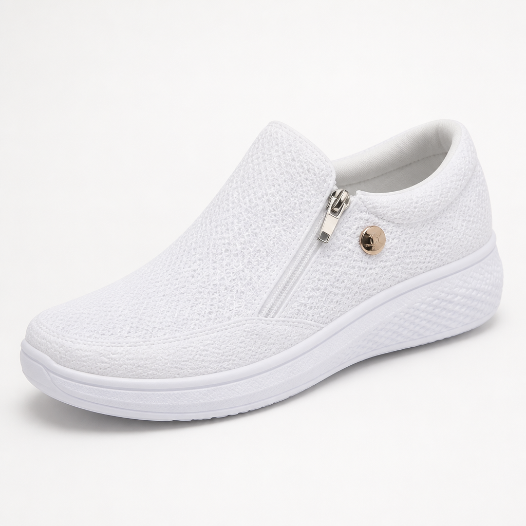 Women's Orthopedic Slip-On Sneakers | Lace-Free Elastic Panel | Non-Slip Rubber Sole, Orthotic Support | Casual Walking Shoes
