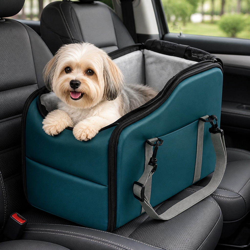 DogBedHouse Safety Leash & Adjustable Dog Car Seat (Up to 12 lb)