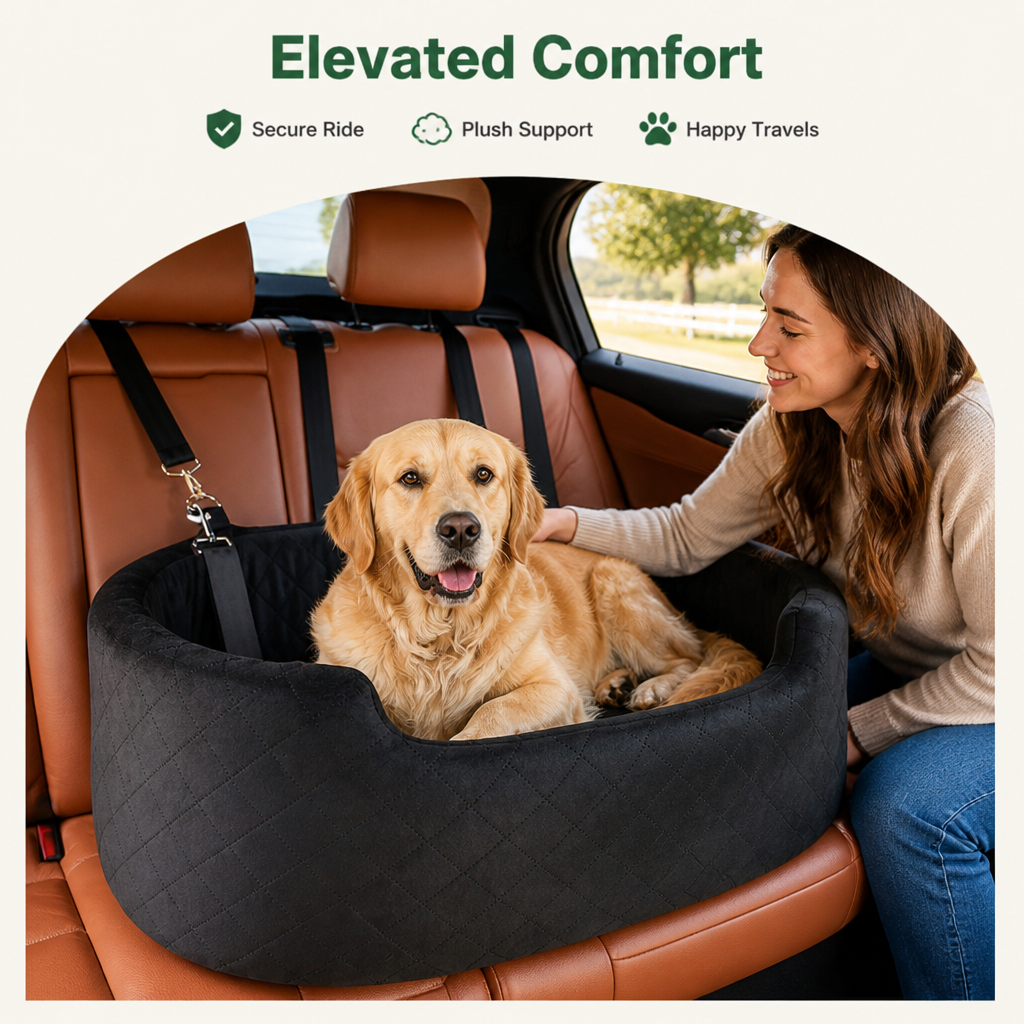 DogBedHouse D30 Rebound Sponge Car Seat Booster (Removable Washable Cover)