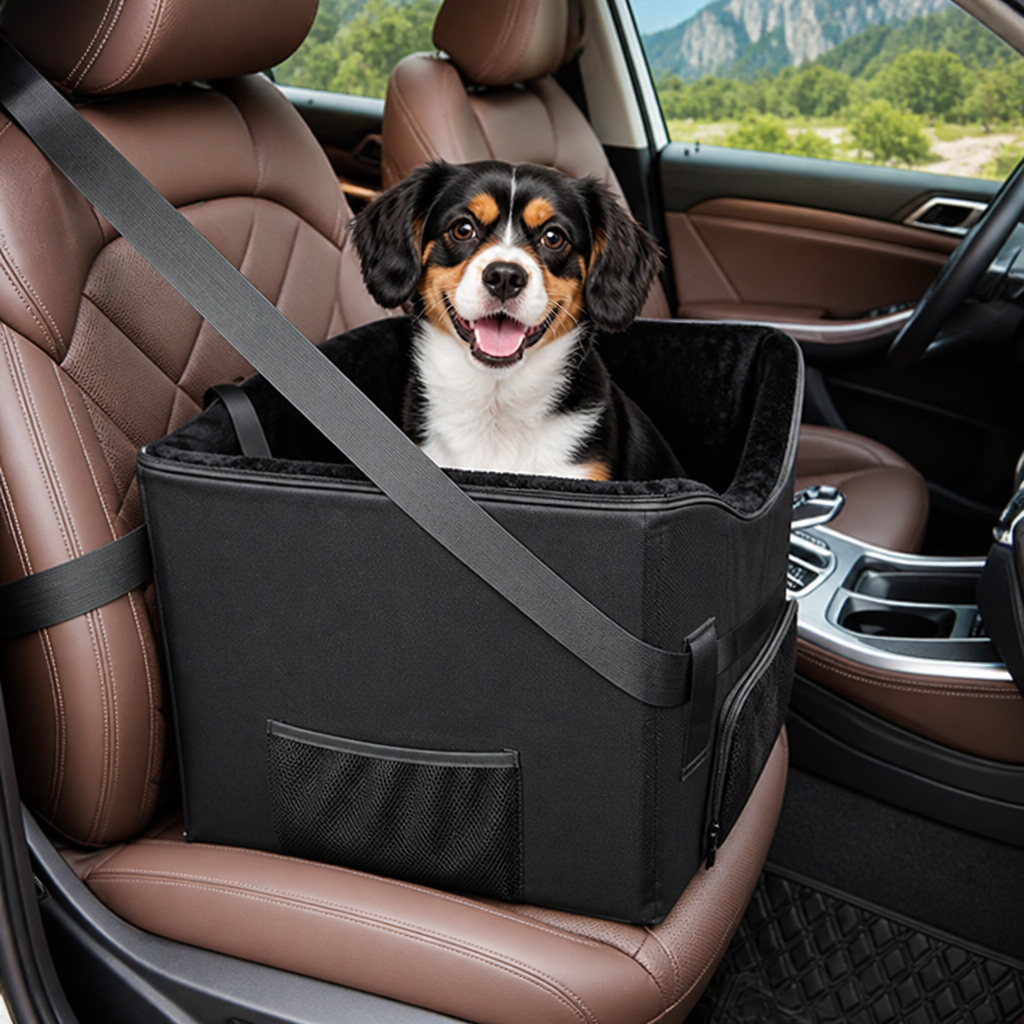 DogBedHouse Padded Elevated Dog Car Booster (Removable Washable Cover)