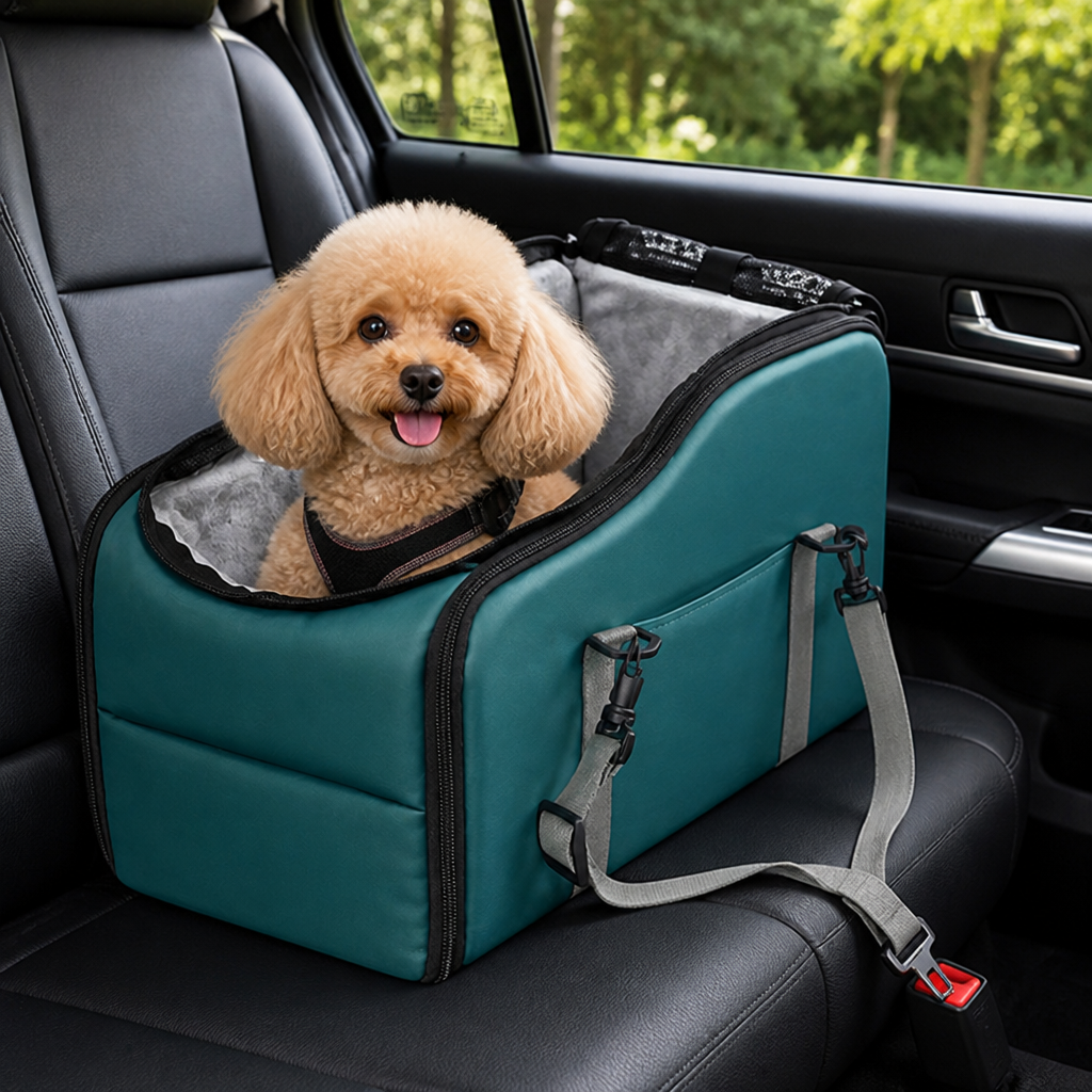 DogBedHouse Safety Leash & Adjustable Dog Car Seat (Up to 12 lb)