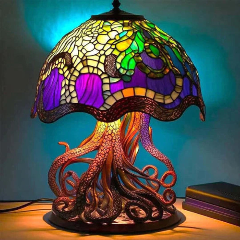 Artistic Table Lamp with Stained Glass – Play of Colors for Your Living Ambiance