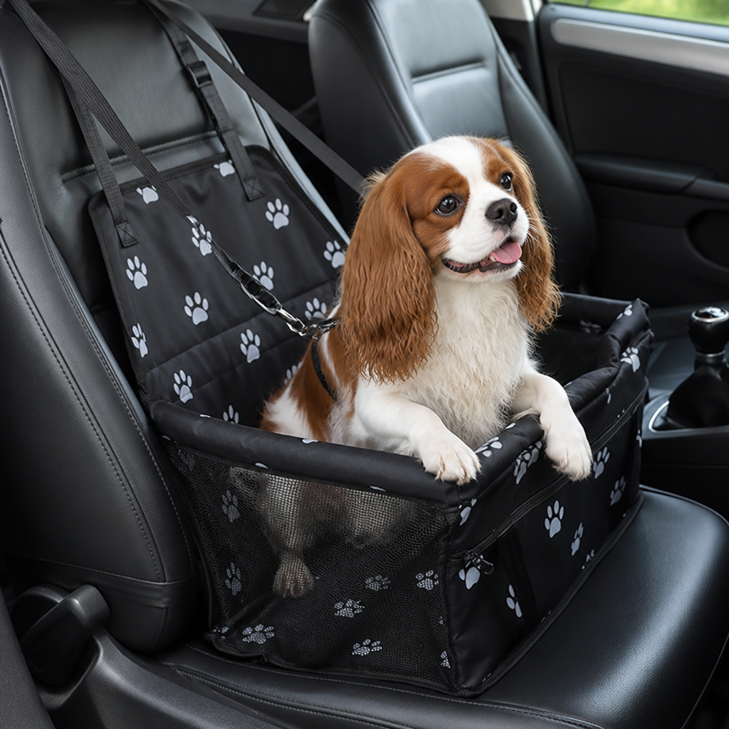 DogBedHouse Foldable & Breathable Canvas Dog Car Booster Seat (Includes Travel Bag)