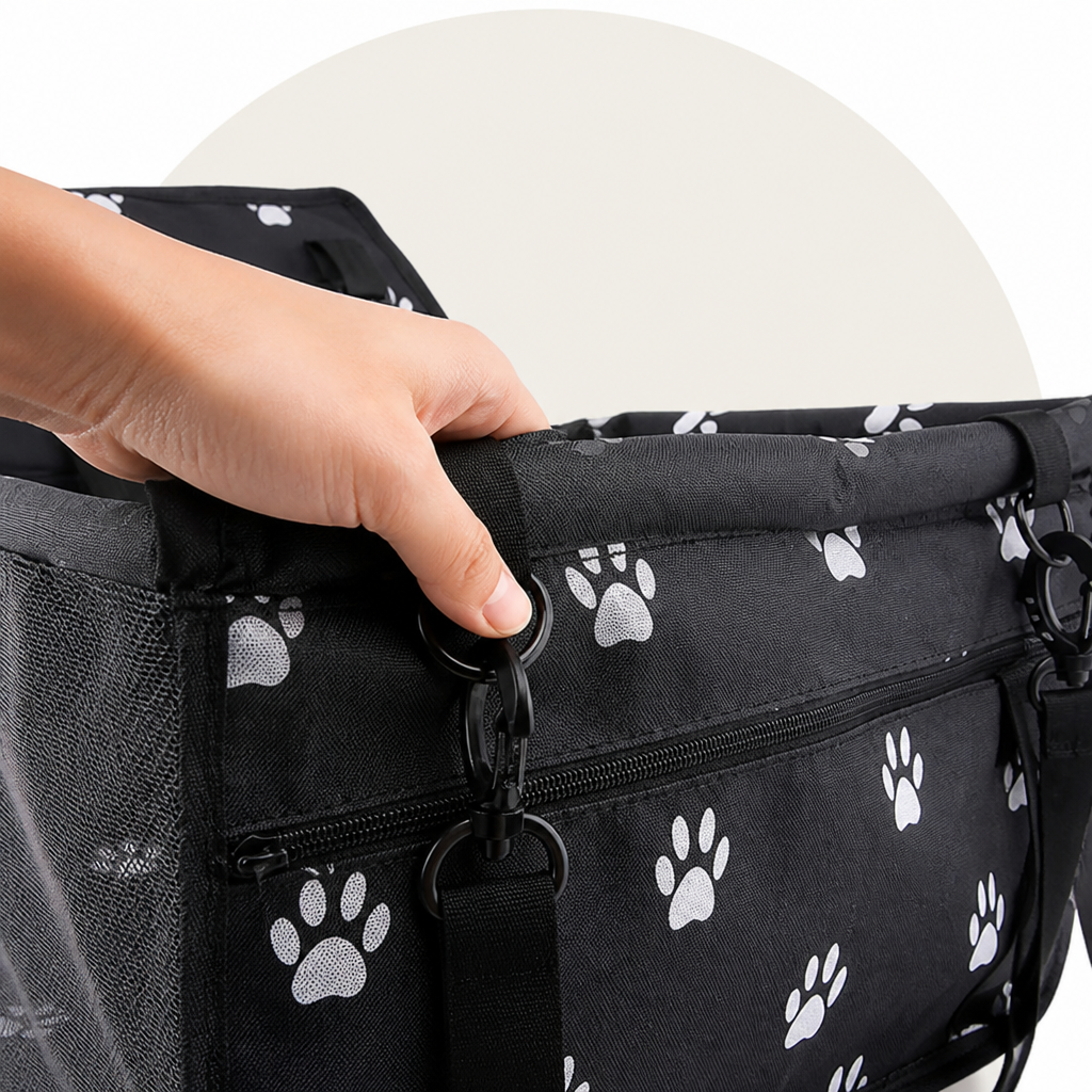 DogBedHouse Foldable & Breathable Canvas Dog Car Booster Seat (Includes Travel Bag)