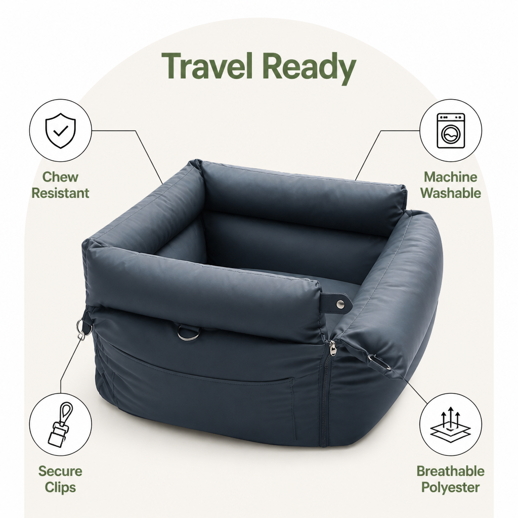 DogBedHouse Chew-Resistant & Washable Dog Car Seat