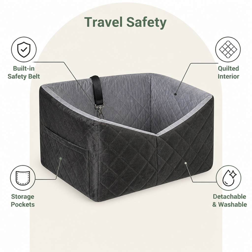 DogBedHouse Detachable & Washable Safety Belt Car Booster Seat