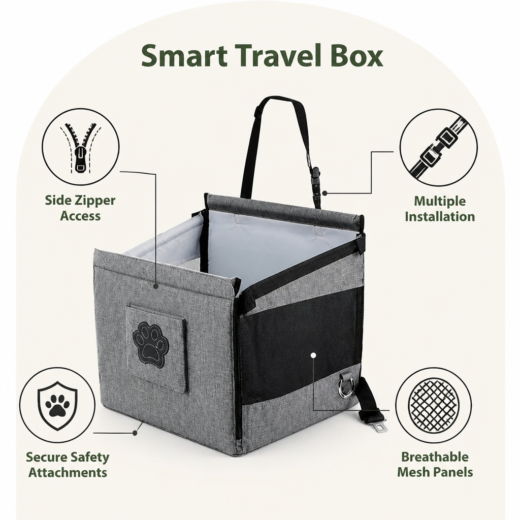 DogBedHouse Waterproof Mesh & Safety Attachments Pet Car Seat