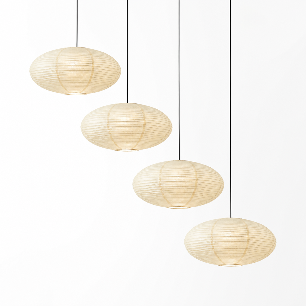 Ceiling Lamp | Cotton Paper Shade | Height-Adjustable Metal Suspension