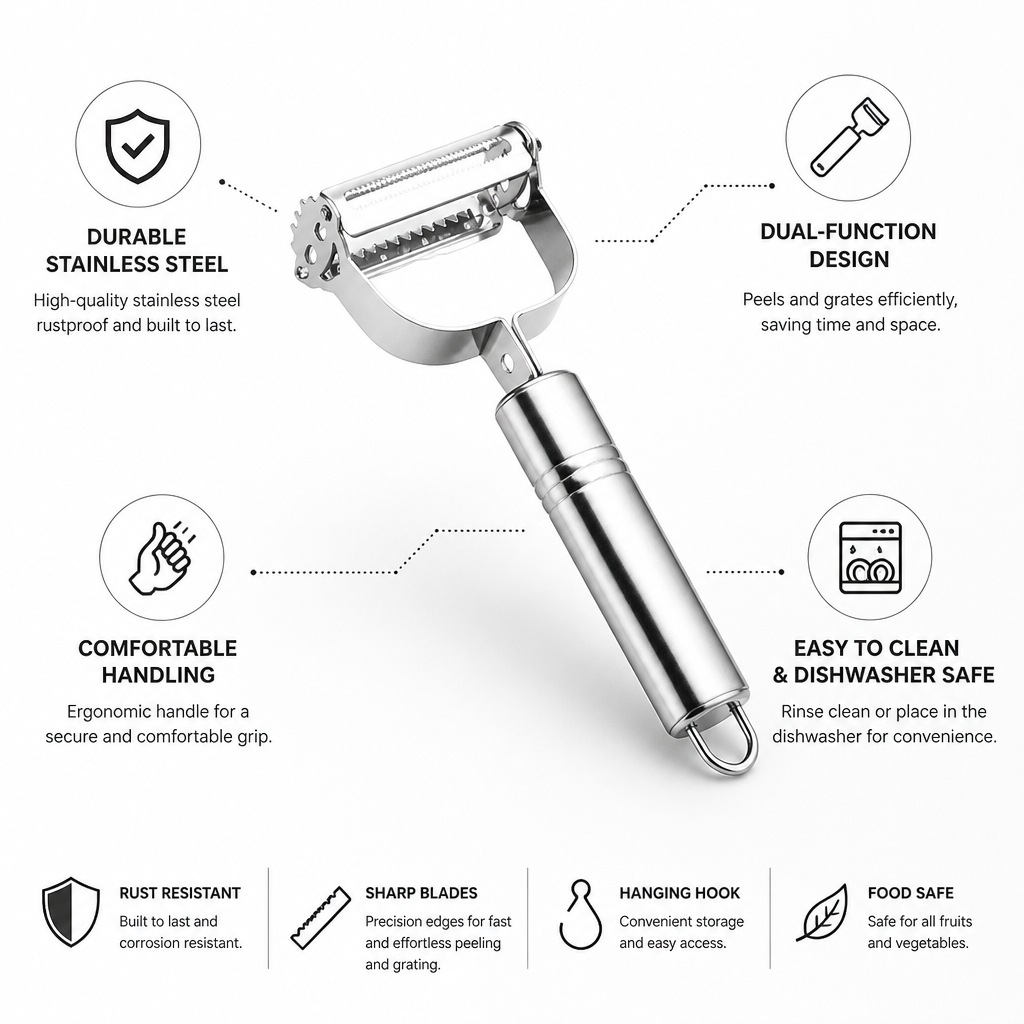 Stainless Steel 2-in-1 Peeler & Grater