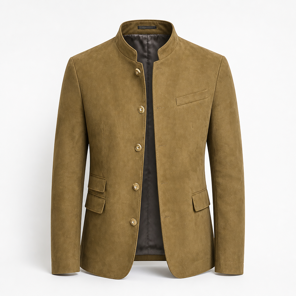 Men's Suede Blazer | Regular Fit | Single-Breasted, Button Closure, Notch Lapel | Smart Casual Business Casual