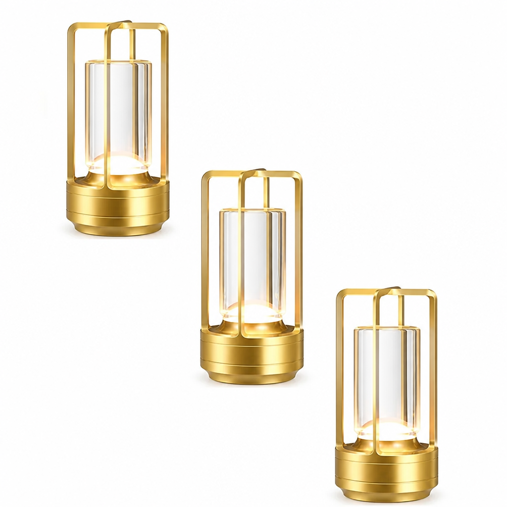 Table Lamp | Touch Sensor LED Color-Changing | Acrylic & Aluminum, USB Rechargeable Night Light