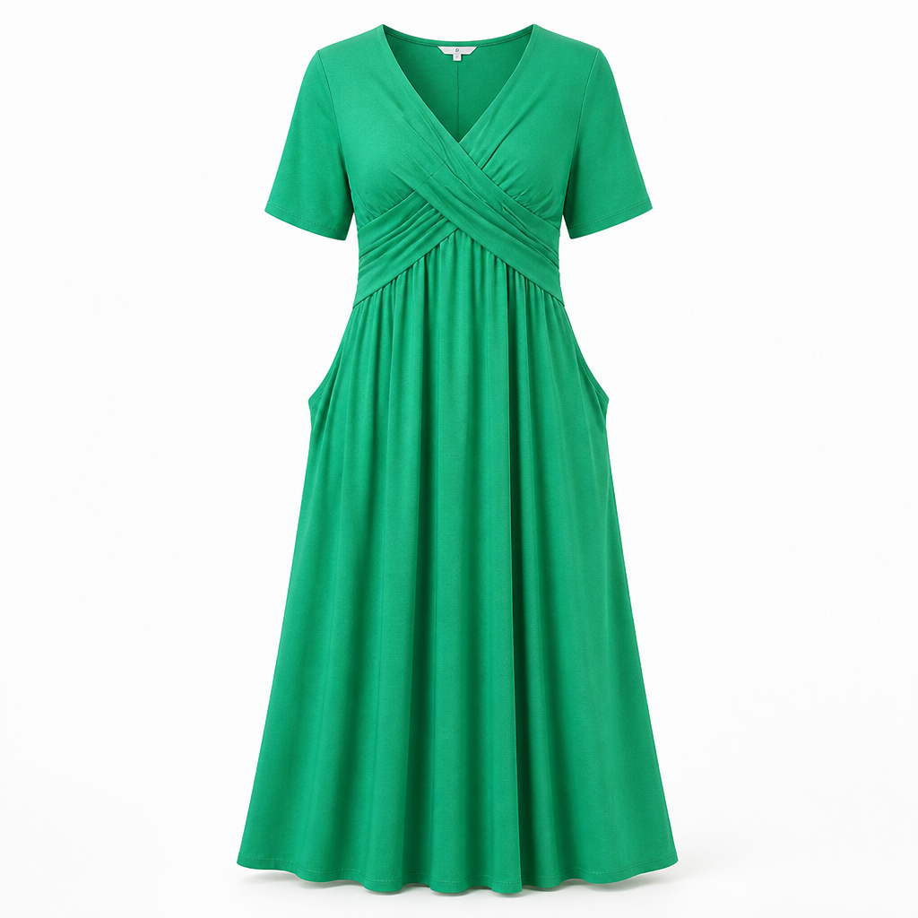 Women's Dress Built-in Tummy Control | Regular Fit | Elasticated Waist, Midi Length | Summer Dress | Wedding Guest Outfit