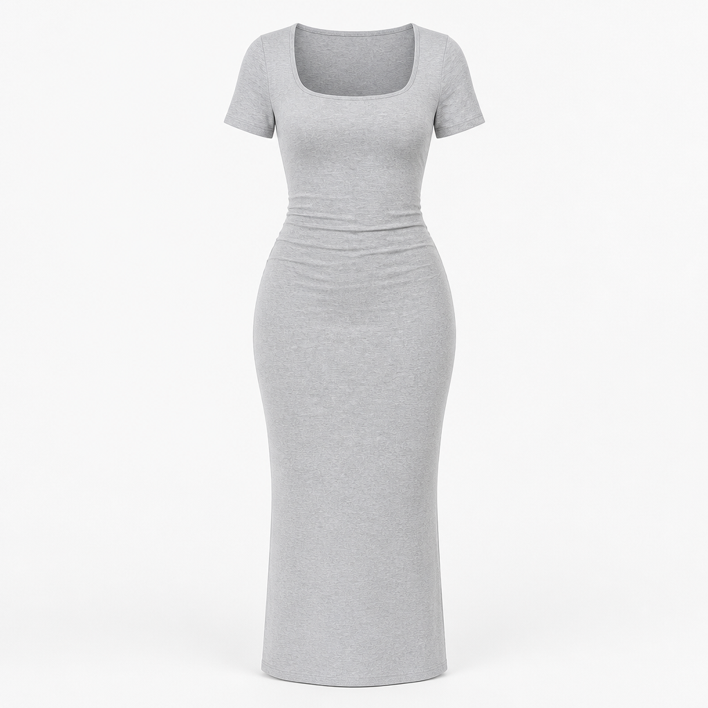 Women's Square Neck Bodycon Dress | Short Sleeve | Summer Casual | Comfortable Fit