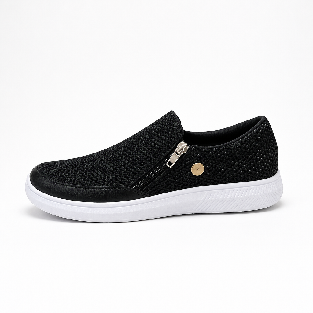 Women's Orthopedic Slip-On Sneakers | Lace-Free Elastic Panel | Non-Slip Rubber Sole, Orthotic Support | Casual Walking Shoes