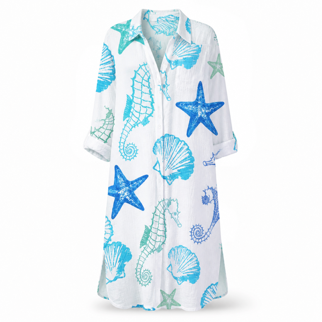 Women's Cotton A-Line Midi Dress | Relaxed Fit | Printed Skirt, Flared Silhouette | Summer Dress, Beach & Garden Party